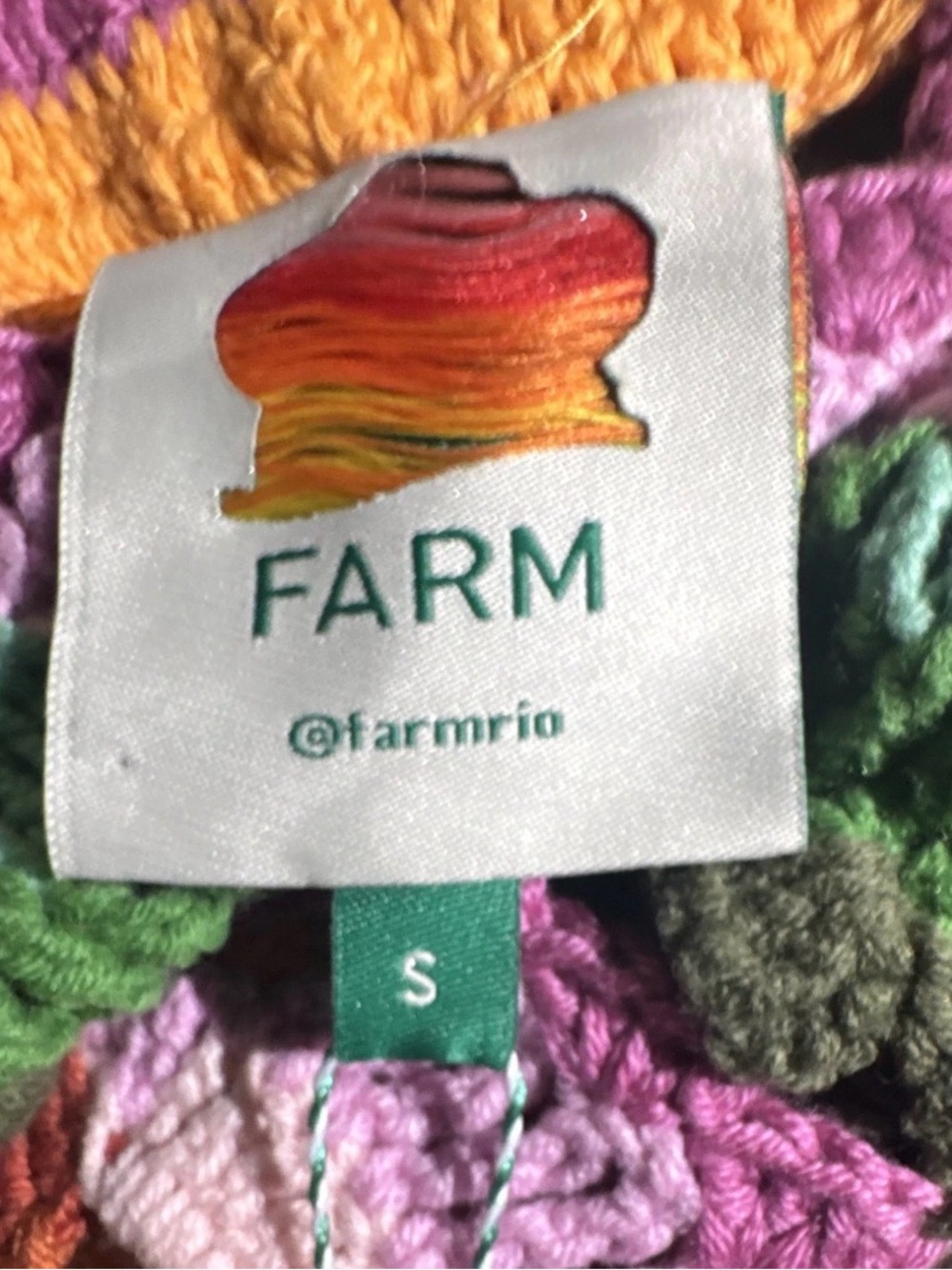 Farm Rio Bananas Crochet-Knit Cotton-Blend Mini Skirt Size S Drawstring Tassel - Picture 5 of 6